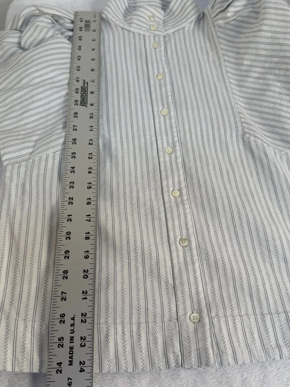 Banana Republic Shirt Women's Samll Tall Striped Puff Sleeve Stand Collar Button